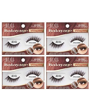 Ardell Balayage Wispies Chocolate False Eyelashes with Ultra Thin Band 4-pack 1 Count (Pack of 4) Chocolate