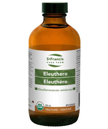 St Francis Herb Farm - Eleuthero (Siberian Ginseng) Certified Organic Herbal Tincture Extract serves as an immune system stimulant and as an adaptogen enhancing resistance to environmental stress increase work capacity improve athletic performance (250 ml