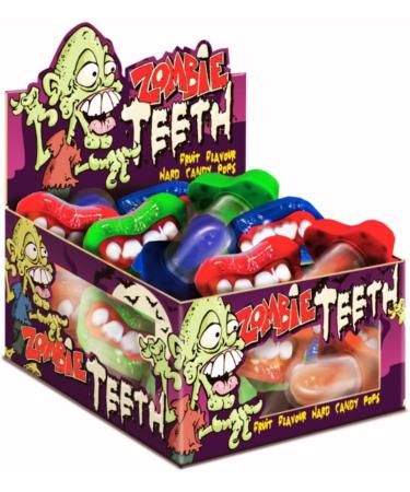 Halloween Trick or Treat Sweets - Fruit Flavoured Hard Candy Zombie Halloween Candy Teeth Pop - Pack Of 15 (Vegetarian/Vegan) - Individually Wrapped - Buy Online on GoSupps.com
