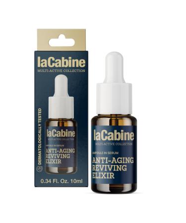 LaCabine laCabine Anti-Aging Reviving Elixir Serum 10ml | Reduces Deep Wrinkles Uniforms & Brightens | With Snow Algae Powder Daisy Flowers & Probiotics