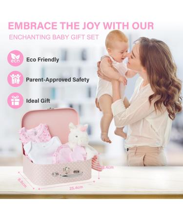 Baby Box Shop Newborn Baby Girl Gift Set - 7 New Baby Gifts with New Born Baby Essentials Unique Baby Girl Gifts Newborn - Pink Baby Hamper for New Baby Girl Gift - Newborn Girl Gifts Set - Pink M Pink - Buy Online on GoSupps.com