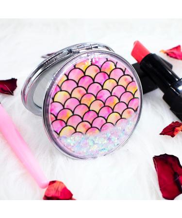 Beem Jun Rose Red Mermaid Compact Mirror - Mini Pocket Vanity Mirror with Sanding Glitter - Travel Friendly - Buy Online on GoSupps.com