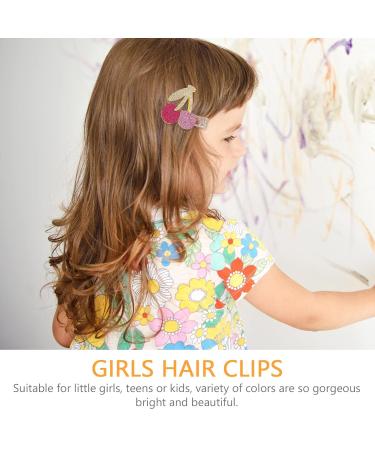 Lurrose 10Pcs Glitter Hair Clips - Rainbow Cherry Unicorn Shiny Crocodile Clips for Girls | International Shipping - Buy Online on GoSupps.com