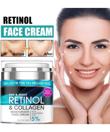 Retinol Cream for Face Advanced Retinol Collagen Cream for Face with 5% Hyaluronic Acid Anti-Aging Retinol Cream Anti-Wrinkle Reduce Fine Lines Lifting and Firming Cream 24-Hour Face Care 55ml - Buy Online on GoSupps.com
