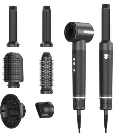 Ukliss Air Styler 7 in 1 - High-Speed Ionic Hair Dryer Wrap Air Curling Iron Warm Air Brush Diffuser & Round Brush for All Hair Types - Black - Buy Online on GoSupps.com