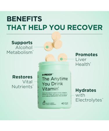 H-PROOF Anytime You Drink Vitamin - Alcohol Metabolism & Liver Health Support | Electrolytes, Antioxidants, Milk Thistle, Vitamins - 40 Chewable Tablets - Buy Online on GoSupps.com