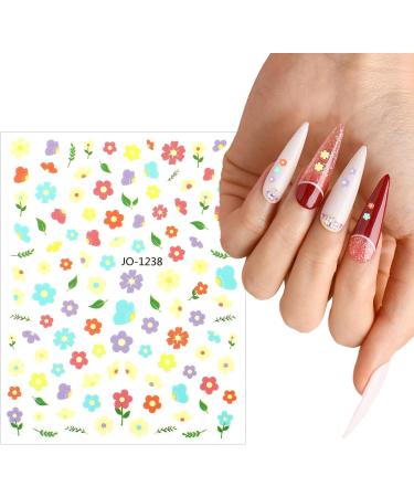 3D Nail Stickers Flower Nail Stickers Floral Self-Adhesive Small Cute White Flower Pink Peach Nail Design Stickers Colorful Manicure Decoration Nail Tips Decor Supplies for Women - Buy Online on GoSupps.com