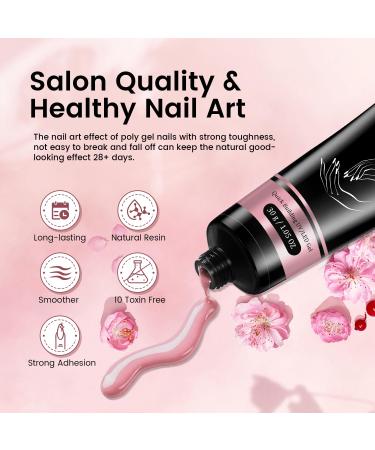 JEWHITENY 3 Colors Poly Nail Extension Gel Set - 30ml Pink White & Brown for French Manicure | DIY Nail Art & Home Salon Beauty Gift - Buy Online on GoSupps.com