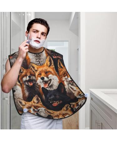Fox Print Beard Bib Apron - Non-Stick Hair Catcher for Men | Perfect Shaving Gift | One Size Black - Buy Online on GoSupps.com