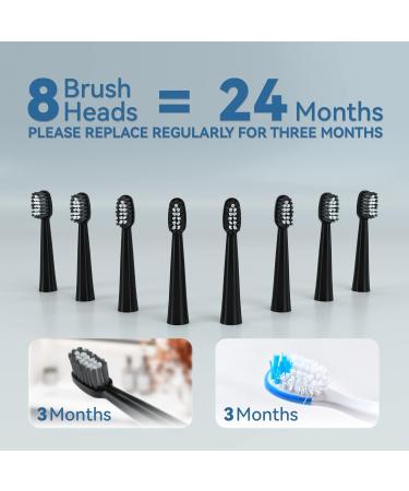 7am2m Sonic Electric Toothbrush for Adults and Kids | Rechargeable with 8 Brush Heads | 5 Modes & Smart Timer | Fast Charge for 75 Days - Black - Buy Online on GoSupps.com