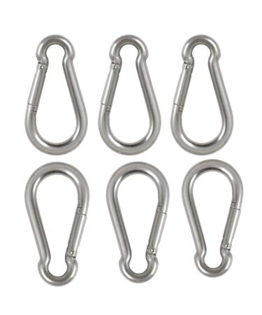 6 Pack of 2 1/4 Inches Stainless Steel Safety Spring Snap Hook Carabiner, Multi-Purpose Heavy Duty Stainless Steel Carabiner Clips for Keys Swing Set Camping Fishing Hiking Traveling