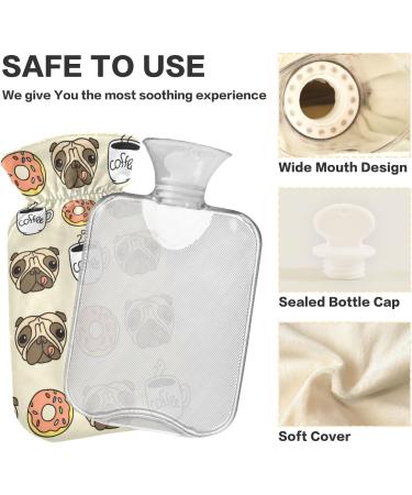 Naanle Donut Mops Dog Hot Water Bottle - 1L Transparent Heat Bottle for Bed Hand & Feet Warmer | Pain Relief & Cold Therapy - Buy Online on GoSupps.com
