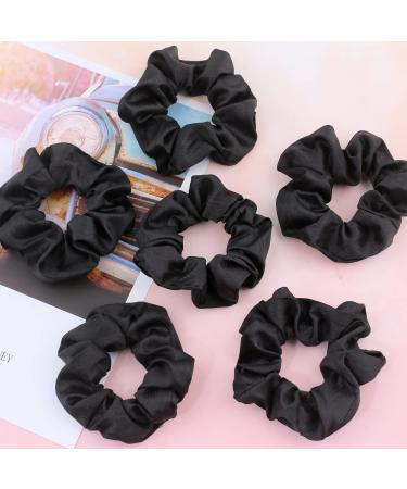 IVARYSS Black Satin Scrunchies for Women - 12 Pack Hair Accessories - Buy Online on GoSupps.com