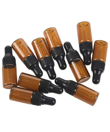 Yzibei 10pcs 3ml Empty Brown Glass Dropper Bottles With Pipette For Essential Oil