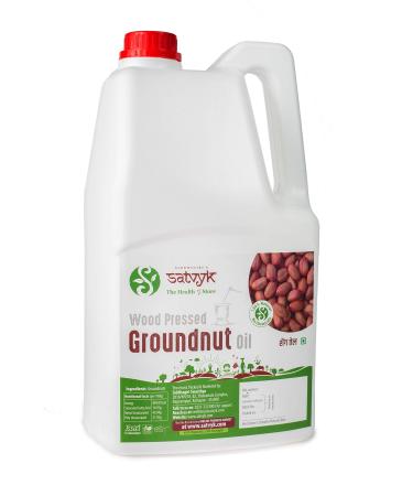 S Siddhagiri's SATVYK THE HEALTH re STORE Organic Woodpressed Groundnut Oil (5Ltr Oil Can) 11.02 lbs