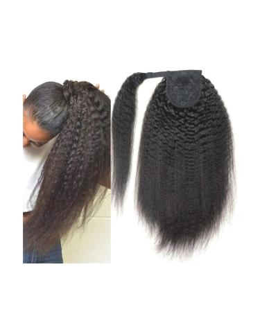 Ponytail Extension Human Hair Ponytail Kinky Straight Wrap Around Ponytail Extensions Brazilian Remy Hair Yaki Pony Tail Hairpiece Clip In Ponytail Extensions Ponytail Hairpiece for Women (Size : 16 16inches 100g