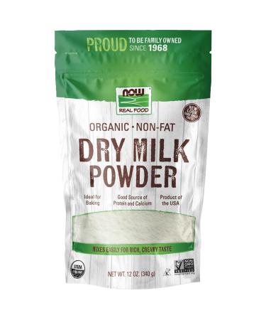NOW Foods, Organic Non-Fat Dry Milk Powder with Protein and Calcium, Product of the USA, 12-Ounce (Packaging May Vary) dry milk powder 12 Ounce (Pack of 1)