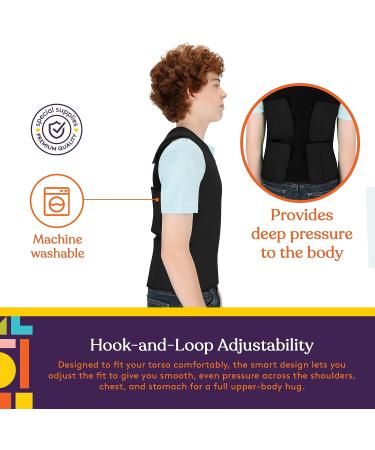 Sensory Compression Vest for Autism & Hyperactivity - Black Large 24x42 inches - Kids & Adults - Breathable & Form-Fitting - Mood Processing Disorders - Special Supplies - Buy Online on GoSupps.com