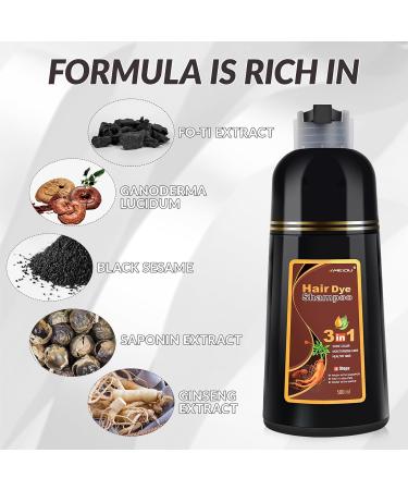 Meidu Dark Brown Hair Dye Shampoo 3 in 1 - Semi Permanent Gray Hair Coverage for Women & Men | Herbal Plant Formula | 16.9 Fl Oz - Buy Online on GoSupps.com