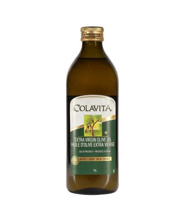Colavita Extra Virgin Olive Oil Glass Bottle 1 Liter Olive 33.8 Fl Oz (Pack of 1)
