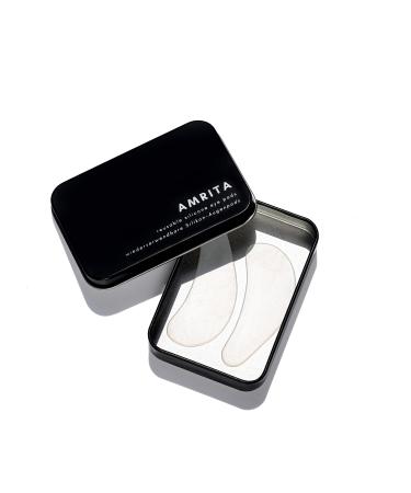 AMRITA reusable silicone eye pads in storage tin - occlude and intensify skincare products - environmentally friendly under eye mask - depuff  hydrate and smooth undereye area - suitable for all skin types
