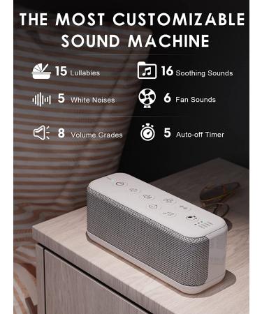 USB Rechargeable White Noise Machine for Office Privacy | 42 Soothing Sounds for Adults | Lullabies & Fan Sounds | Auto-Off Timer & Volume Control | Gray - Buy Online on GoSupps.com