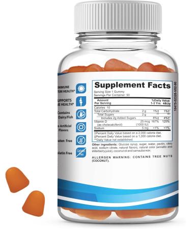 Greenfield Nutritions Halal Vitamin D3 for Kids 1000 IU 90 Gummies | Chewable Kids Vitamin D Supplement Supports Bone and Immune System | Non-GMO Gelatin-Free Gluten-Free - Buy Online on GoSupps.com