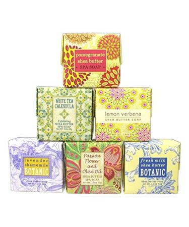Bundle of 6 Greenwich Bay Trading Co. Soaps - 1.9oz Soaps in The Following Scents: Fresh Milk  Lemon Verbena  White Tea Calendula  Lavender Chamomile  Pomegranate Shea Butter  and Passion Flower and Olive Oil 1.9 Ounce (...