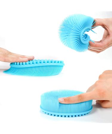 Silicone Body Scrubber Set of 3 - Soft Exfoliating Bath Loofah for Sensitive Skin (BlackGrayBlue) - Buy Online on GoSupps.com