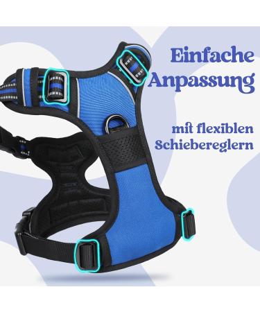 Buy Rabbitgoo Adjustable Dog Harness for Large Dogs - No-Choke Design Soft Padded Reflective Anti-Training with Handle - Blue Large (1 Pack) - Buy Online on GoSupps.com
