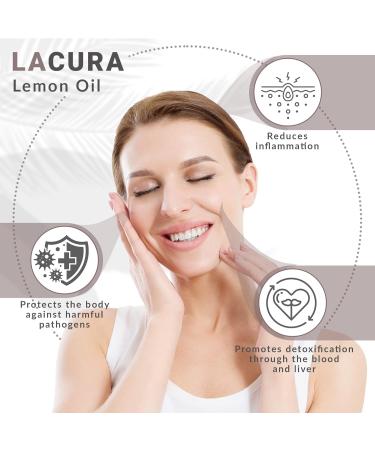 LaCura Lemon Essential Oil - Pure Potent Gut Health & Mood Boost Cold Pressed Therapeutic-Grade 15ml - Buy Online on GoSupps.com