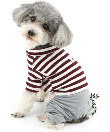 Ranphy Small Dog Stripe Jumpsuit Pajamas - Comfy Cotton Pet Clothes for Boys - Size XXL - Buy Online on GoSupps.com