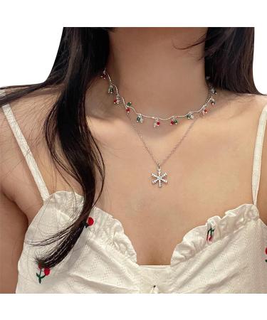 Shop Oralgos Fashionable Double-Layer Choker Necklace | Colorful Zirconia & Delicate Snowflake Design | Stylish Collarbone Chain Accessory - Buy Online on GoSupps.com