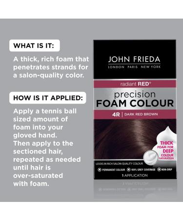 John Frieda Precision Foam Color 4R - Dark Red Brown Hair Color Kit for 100% Grey Coverage & Deep Color Saturation - Buy Online on GoSupps.com