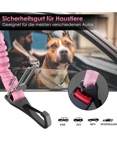 Eyin Dog Seat Belt - 3 in 1 Reflective Elastic Nylon - Universal Fit for All Dog Breeds - 90cm Pink | Safe & Comfortable Car Travel - Buy Online on GoSupps.com