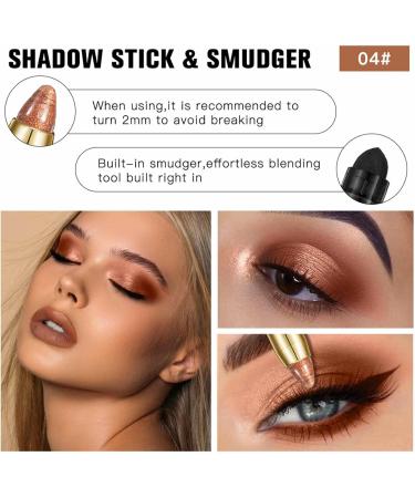 Glitter Eyeshadow | Waterproof Double Ends Eye Shadow Pencil Crayon - Long Lasting Shimmer Cream Eyeshadow Pencil Crayon for Favor 4# - Buy Online on GoSupps.com