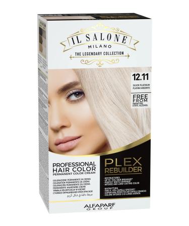Il Salone Milano Plex Rebuilder Permanent Hair Color Cream - 12.11 Silver Platinum Hair Dye - Professional Salon - Premium Quality - Protects and Restructures - Paraffin  Paraben  Ethyl Alcohol Free