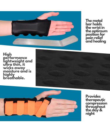 Solace Bracing Cool-Flow Wrist Support - British Made & NHS Supplied Brace with Metal Splint - Orange - Small Right Hand - Buy Online on GoSupps.com
