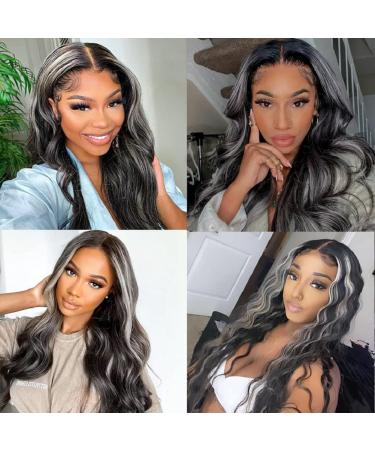 Wiggins Hair 20 Inch Grey Body Wave Lace Front Wig | Platinum Blonde Highlights | Gray Highlight Wig for Black Women - Buy Online on GoSupps.com