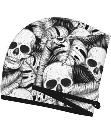 Hair Towel Wrap - Quick-Dry Turban with Button | Skull & Palm Leaves Design for Effortless Hair Drying - Buy Online on GoSupps.com