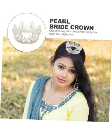 Fashion Headwear Baroque Pearls Headpiece for Women Princess Crowns Rose Gold Headband Wedding Pearl Headband for Wigs Wedding Crown Prom Crown Hair Accessories Bride Wedding Dress 15*15*8.5cm Silver - Buy Online on GoSupps.com