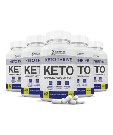 (5 Pack) Keto Thrive Keto ACV Pills 1275MG Keto Support Blend Capsule Alternative to Keto ACV Gummies Formulated with Apple Cider Vinegar Extra Virgin Olive Oil Powder Green Tea Leaf 300 Capsules