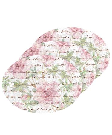 3-Pack Cleaning Kitchen Sponges Oval Retro Vintage Pink Flower Words Kitchen Cellulose Dishwashing Wood Pulp Cotton