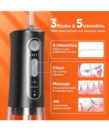 Bitvae Water Flossers for Teeth Cordless Water Flosser with 3 Modes & 5 Intensities Water Teeth Cleaner Picksfor Teeth Cleaning IPX7 Waterproof & Rechargeable Portable for Travel Black - Buy Online on GoSupps.com