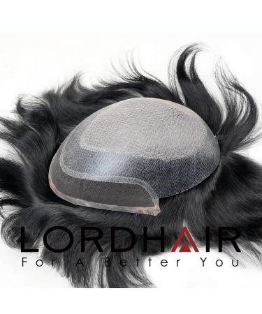 Lordhair Knotless Toupet for Men - Skin Injected Human Hair System 8x10 Inch Base Deep Black 1# - Lightweight & Natural Look - Buy Online on GoSupps.com
