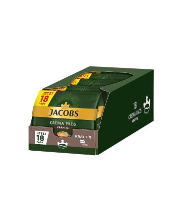 Jacobs Crema Strong Coffee Pads - 90 Senseo Compatible Utz-Certified 5-Pack (5 x 18 Drinks 118g) - Buy Online on GoSupps.com