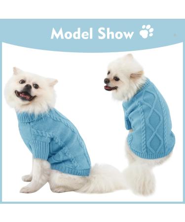 Alagirls Winter Warm Dog & Cat Sweater - Medium Fleece Turtleneck Pullover Pet Clothing in Light Blue - Buy Online on GoSupps.com