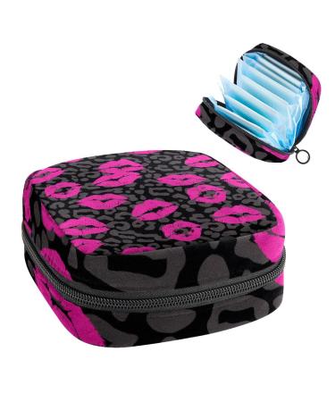 Lips Kiss Sanitary Napkin Storage Bag Feminine Menstrual Cup Pouches Nursing Pad Holder Tampon Bags Portable Period Bag for Women Teen Girls 1Pcs Multi-colored 1