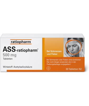 ASS-ratiopharm 500 mg Tablets - Effective Pain Relief 30 Tablets Pack Ships Internationally - Buy Online on GoSupps.com