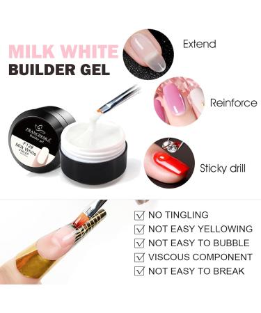 Builder Gel - Milk White Builder Gel for Nails Extension Gel Kit with 100Pcs Nail Forms & Nail Brush UV/LED Nail Base Building Gel for Split Broken Nails Protection Strengthening Nail Art Decoration Milk White Set - Buy Online on GoSupps.com